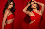 Pooja Hegde looks stunning in this red one-shoulder cut-out dress, see pics